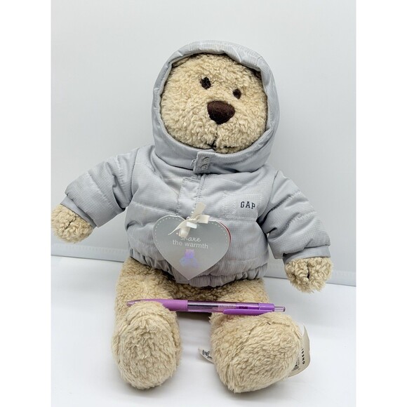 Baby Gap Brannan Baby Bear In Gray Winter Jacket Limited Edition 14” Plush Toy - Picture 8 of 14